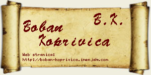 Boban Koprivica vizit kartica